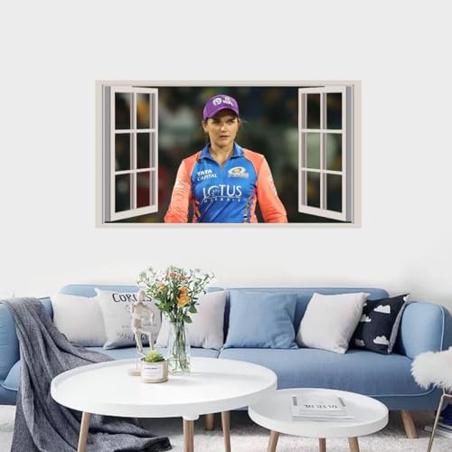 GADGETS WRAP Printed Wall Decal Sticker Fake Window Style Decal (90cm x 50cm) - Women IPL 2024 Cricket World Cup 64