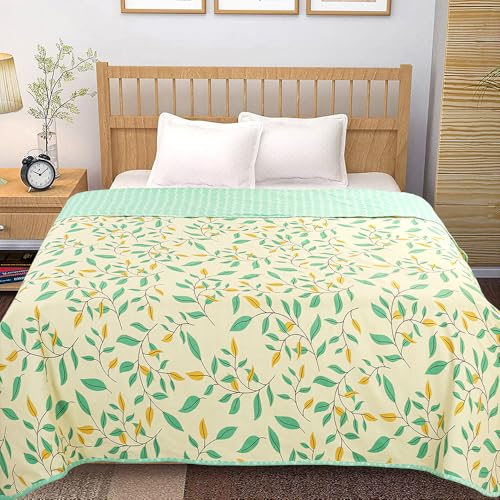 BSB HOME Cotton Super Soft Brushed Microfiber Cotton 2 Layer Breathable Double Bed Dohar Lightweight Summer | AC | All Season Blanket Dohar 84X96(Inches) 213X243(CM) Cotton Pista & Light Green