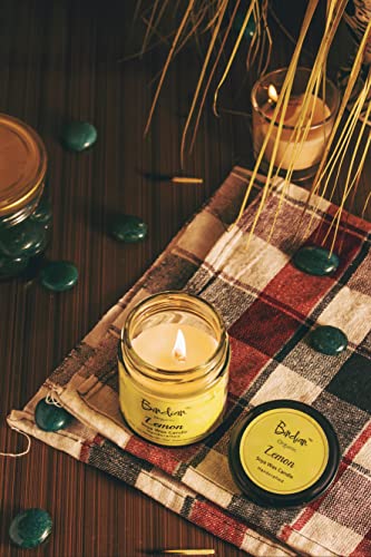 Bindian Premium Lemon Scented Candle | Plant-Based Soy Wax Aromatherapy Candle | Cotton Wick and Premium Glass Jar | 24 Hour Long Burning | Home Decor, Luxury Gift for Decoration