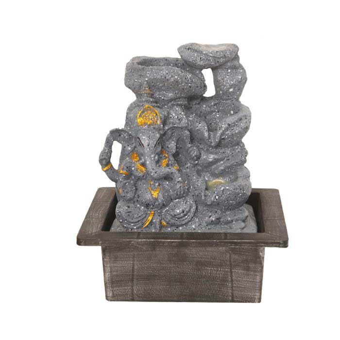 Art N Hub Lord Ganesha Home Decorative Water Fountain Best Home and Office Inauguration Gift Items | Built (21 x 18 x 25 CM | Dotted Grey Golden)