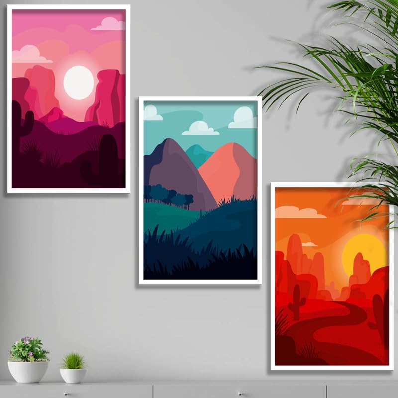 SAF paintings Set of 3 Modern Boho Art Wall Painting For Home And Office ol-COMBO-2156-K3