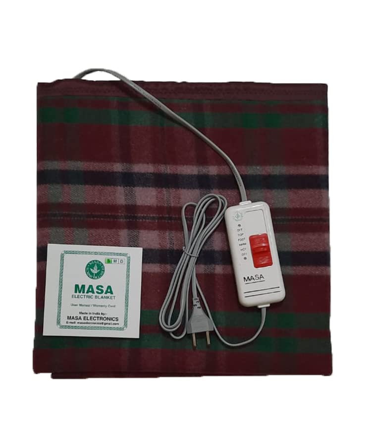 MASA ELECTRONICS Wool Masa Electric Blanket, Single, Multicolor