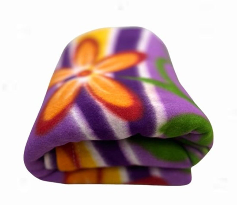 Fashion String 125GSM Blossom Bliss Woolen Blend Single Fleece Blanket - 53"X95", Purple