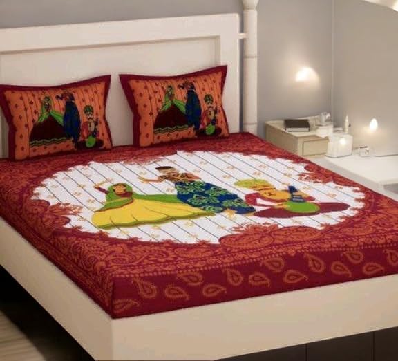 Premium Jaipuri Cotton Bedsheets, Rajasthani Heritage Collection, 100% Pure Cotton (Folk Dance)