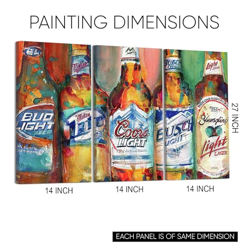 GADGETS WRAP Canvas Gallery Wrap Framed for Home Office Studio Living Room Decoration (3Part, 14x27inch Each) - Bud Light Miller Lite Coors Light Busch Light Yuengling Light Combo Beer