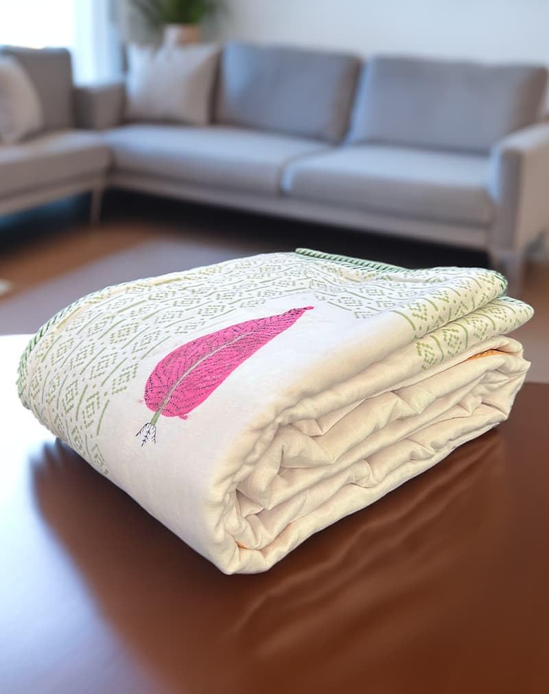 THE JAIPUR WALA Organic Mulmul Cotton Dohar AC Blanket - Peony