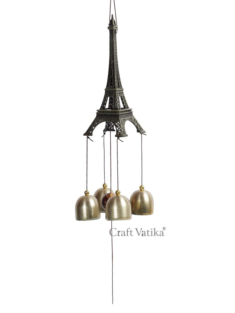 CraftVatika Metal Eiffel Tower Wind Chime Chimes Hanging for Balcony Garden Positive Energy Decoration - Home Decor Items, 18 Inch (Eiffel)