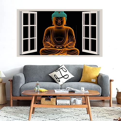 GADGETS WRAP Printed Wall Decal Sticker Fake Window Style Decal (90cm x 50cm) - Buddha Lights