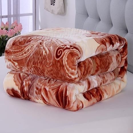 MARWISH Home Ultra Soft Luxurious Embossed Very Warm Korean Double Ply Double Bed Blanket for Winter.