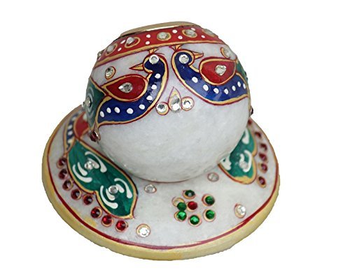 R&M RM Marble Round Table Clock | Traditional Decor Clock| Rajasthani| Minakari Work Clock for Home Decoration Festive Season Gift Christmas New Year Gift