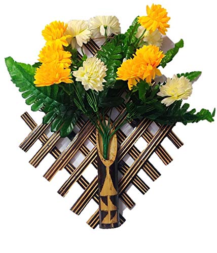 ARMAN SPOONS - Believe in Quality Royals Handmade Bamboo Wall Hanging Flower Vases with Flower with Flower (Brown, Big 12 inch, Flower) ,Bamboo, Bamboo,