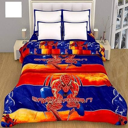 GENSRIC Super Soft Kids Design Print Microfiber Reversible Single Bed Dohar AC Blanket for boy or Girl (Spiderman, Single)