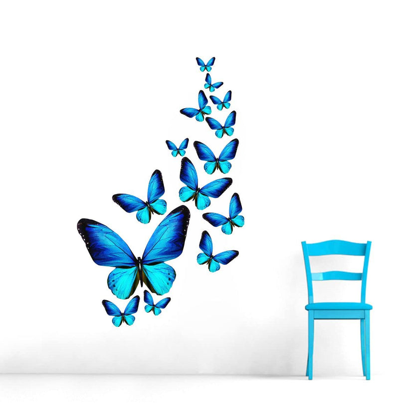 Decor Kraft Blue Butterflies Wall Sticker & Decal,Size- 45 Cm X 36 Cm,Birds