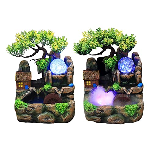 SAZ DEKOR Creative Waterfall Fountain Rockery LED Lights Indoor Meditation non-fog