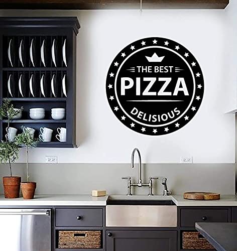 VVWV The Best Pizza Restaurant Wall Sticker Oil Proof Waterproof Decal Sticker for Kitchen Hotel Bakery Black 35.00 X 35.00 Cm