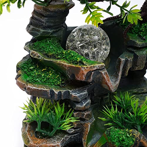 Creative Portable Tabletop Fountain, Atomizing Humidifier Fountain Rockery & Crystal Ball Desk Decoration for Home Office Bedroom(Fisherman Rockery)