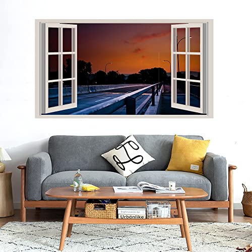 GADGETS WRAP Printed Wall Decal Sticker Fake Window Style Decal (90cm x 50cm) - Warm Sunset