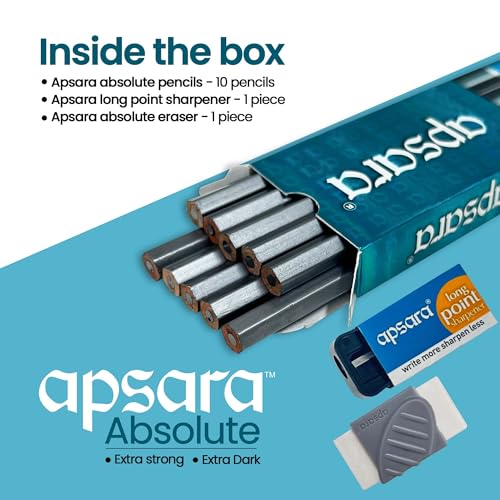 Apsara Absolute Extra Dark Pencils-Pack Of 10|Black