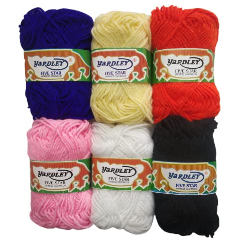 SHUTTLE | Yardley Woolen Knitting Yarn Multicolour (Pack of 6) (A) Acrylic Crochet Hook Thread Dyed Wool Sweater Thread