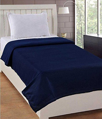 THE HOME TALK Polar Fleece Single Bed Blanket | Thermal Lightweight Spread | Poly-Fiber Material | All Season Cozy Throw Bedsheet | AC Blanket | 140 x 200cm | 140 GSM | Navy Blue