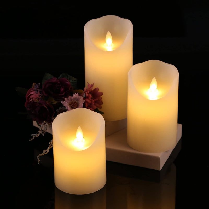 Urban Sajavaat Set of 3 Pillar LED Candles Flameless Candle Battery Operated