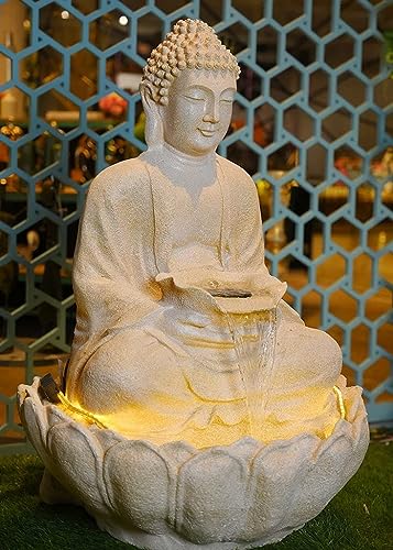 SEPBORN Buddha Fountain with Flowing Water Feature, 91 cm Height