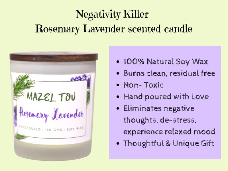 THE TINGE Lavender & Rosemary Scented Hand Poured Smokeless Pure Soy Wax Candle Upto 30 Hours for Birthday Anniversary Gift Home Decor Birthday, Diwali Gift Fragrance Candle