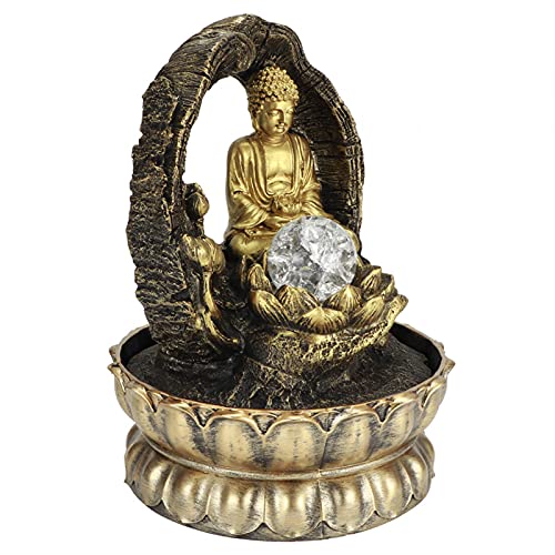 Ubersweet® Indoor Fountain Tabletop, Tabletop Fountains Resin Tabletop Fountain Buddha Statues Ornaments for Bedroom for Living Room(