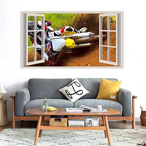 GADGETS WRAP Printed Wall Decal Sticker Fake Window Style Decal (90cm x 50cm) - Motocross 71