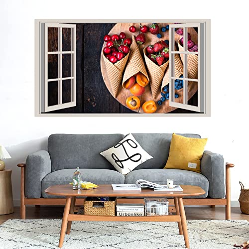 GADGETS WRAP Printed Wall Decal Sticker Fake Window Style Decal (90cm x 50cm) - Fruits Cone