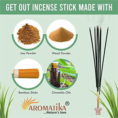 Aromatika Get Out 240 Mosquito Repellent Incense Sticks, Natural and Herbal Citronella Agarbatti Pack | Machar Agarbatti | Anti- Mosquito | Burn Time- 45 mins Approx