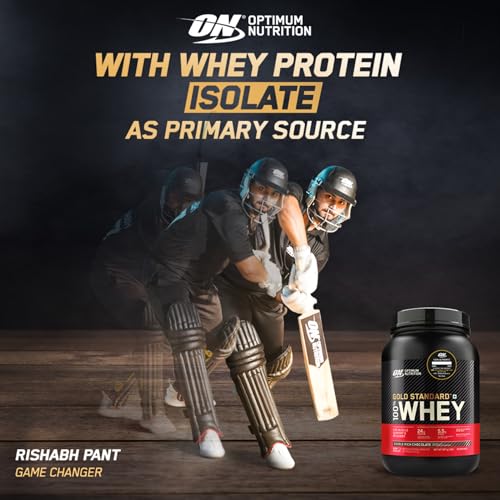 Optimum Nutrition (ON) Gold Standard 100% Whey (2 lbs/907 g) (Double Rich Chocolate) Protein Powder for Muscle Support & Recovery, Vegetarian - Primary Source Whey Isolate