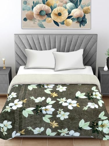 FABINALIV Mouse Floral Mild Winter 400 GSM Woollen Double Bed Comforter (FLCO-1100-Mouse)