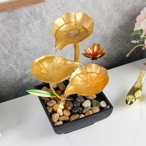 ATORSE® Tabletop Water Fountain 3 Tier Small Desk Waterfall Fountain for Living Room