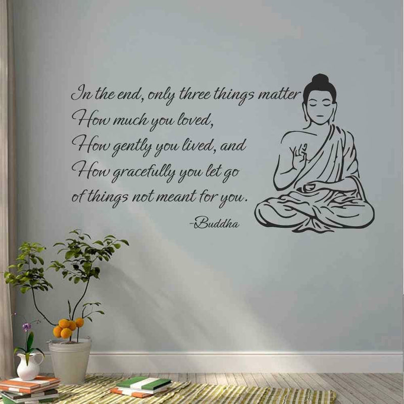 GADGETS WRAP Indian Buddha Wall Decal Sticker - Only Three Things Matter Religious OM Yoga Wall Art Decor Mural Buddha Wall Decal Sticker