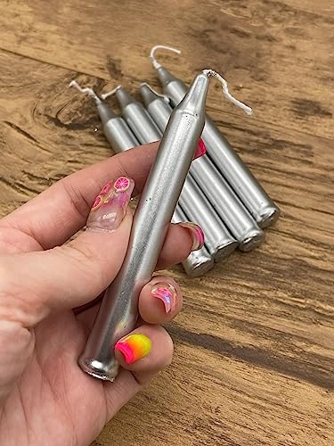 atorakushon Pack of 80 Silver Stick Candles Especially Healing Chakras Ritual Chime Candles Home Decor Diwali Decoration Birthday Festival Celebration