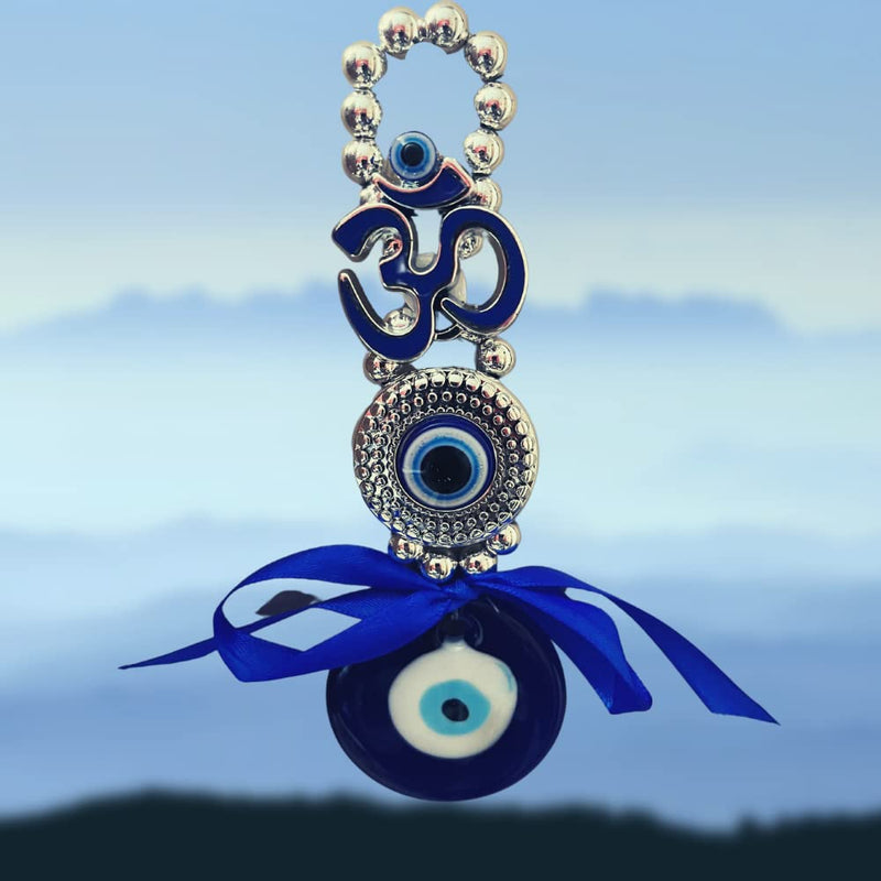 GJ OM Evil Eye Hanging for Home & Car | for Good Luck & Prosperity - Blue (design2)