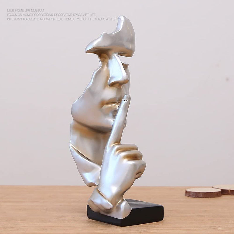 Creative and Abstract Men Figure Statues Sculptures,Keep Silence Figurine,The Thinker Statue and Sculpture for Home Living Room Table Decoration,Office Desk Decor 11.8" inches Tall