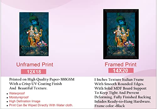 SAF Pack of 1 Radha krishna religious modern art wall painting with framed for living room 11 inch x 14 inch CANFM31420