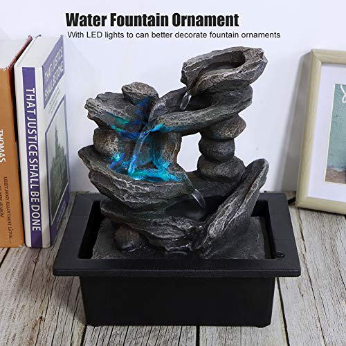 Tabletop Fountain, Led Desktop Fountain, Unique Shape Quiet Submersible Pump for Living Room Study Office Home Office Tea Room(Model: 1937)