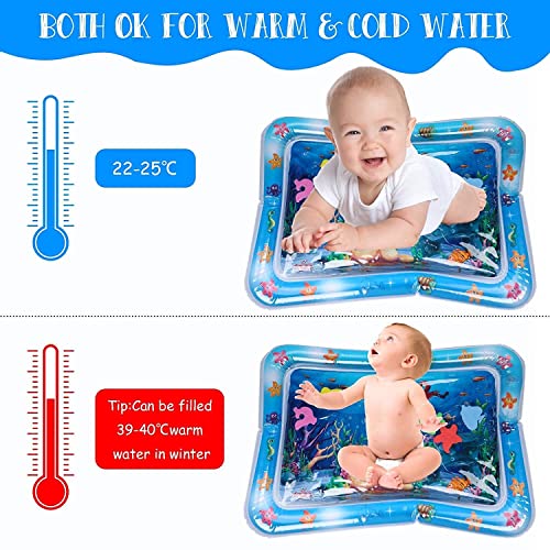 Tec Tavakkal Baby Kids Water Play Mat Toys Inflatable Tummy Time Leakproof Water Play Mat, Fun Activity Play Center Indoor and Outdoor Water Play Mat for Baby Random Design,Pack of 1 set,Blue