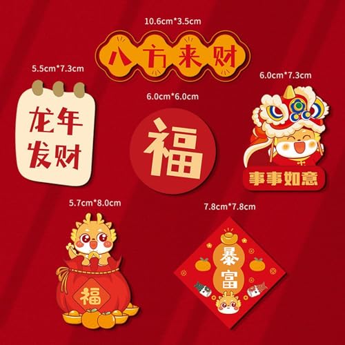 CALANDIS® 6X Chinese New Year Refrigerator Magnets Ornament for Cabinet Door Holiday | 6 Fridge Magnets