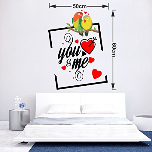 Valentine You and Me with Bird Self Adhesive VinylWaterproof Decorative Wall Stickers for Hall, Bedroom, Kitchen and Furniture