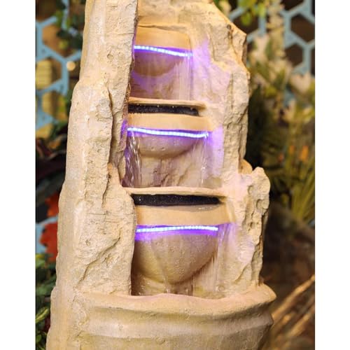 Shawshank Three Step Ganesh Water Fountain for Home Office Living Room Dcor with LED Lights and Water Pump