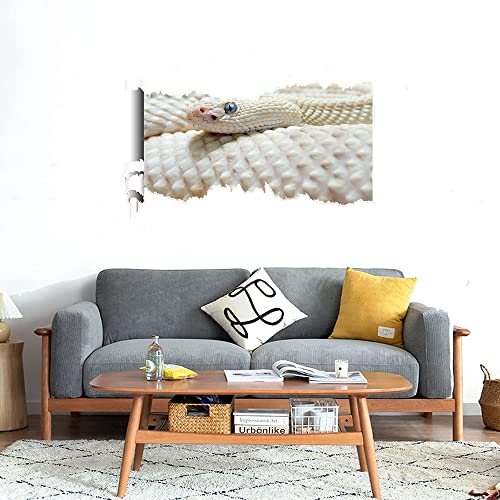 GADGETS WRAP Printed Wall Decal Sticker Scratched Paper Style Wall Decal (90cm x 50cm) - White Snake