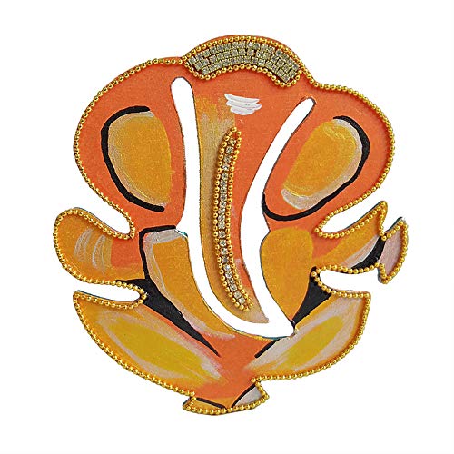 Dhanashree Creation Handmade Ganesha Wooden Magnet (Green,Orange,Red,Black) - Pack of 4