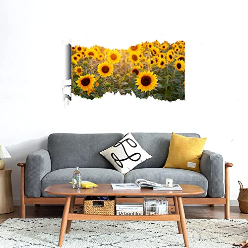 GADGETS WRAP Printed Wall Decal Sticker Scratched Paper Style Wall Decal (90cm x 50cm) - Sunflowers Field Summer