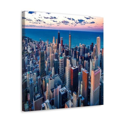 GADGETS WRAP Canvas Gallery Wrap Framed for Home Office Studio Living Room Decoration (17x17inch) - City Buildings Sky (2)