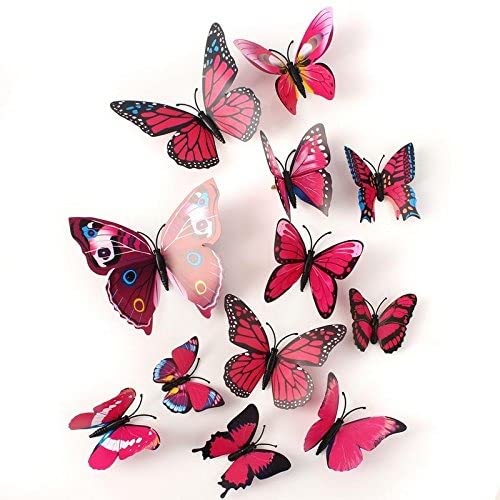 Rangoli Plastic 3D Butterfly Magnet 13 or 15cm Purple with Magnet Pack of 12