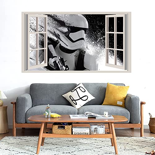 GADGETS WRAP Printed Wall Decal Sticker Fake Window Style Decal (90cm x 50cm) - Robot White FACE in Space